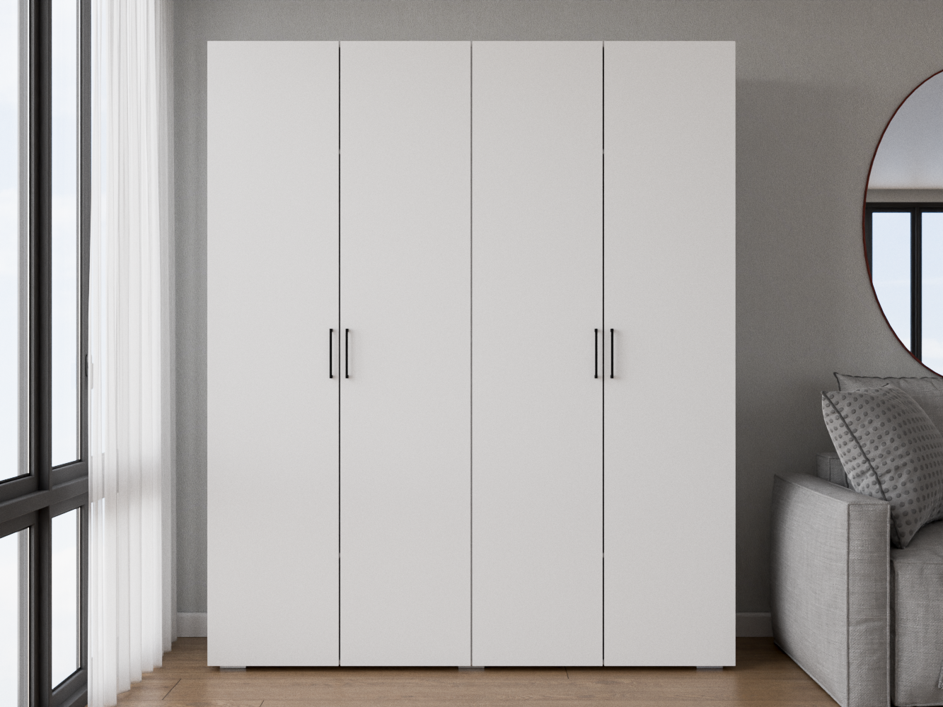 Распашной шкаф Хемнэс 3 white ИКЕА (IKEA) изображение товара